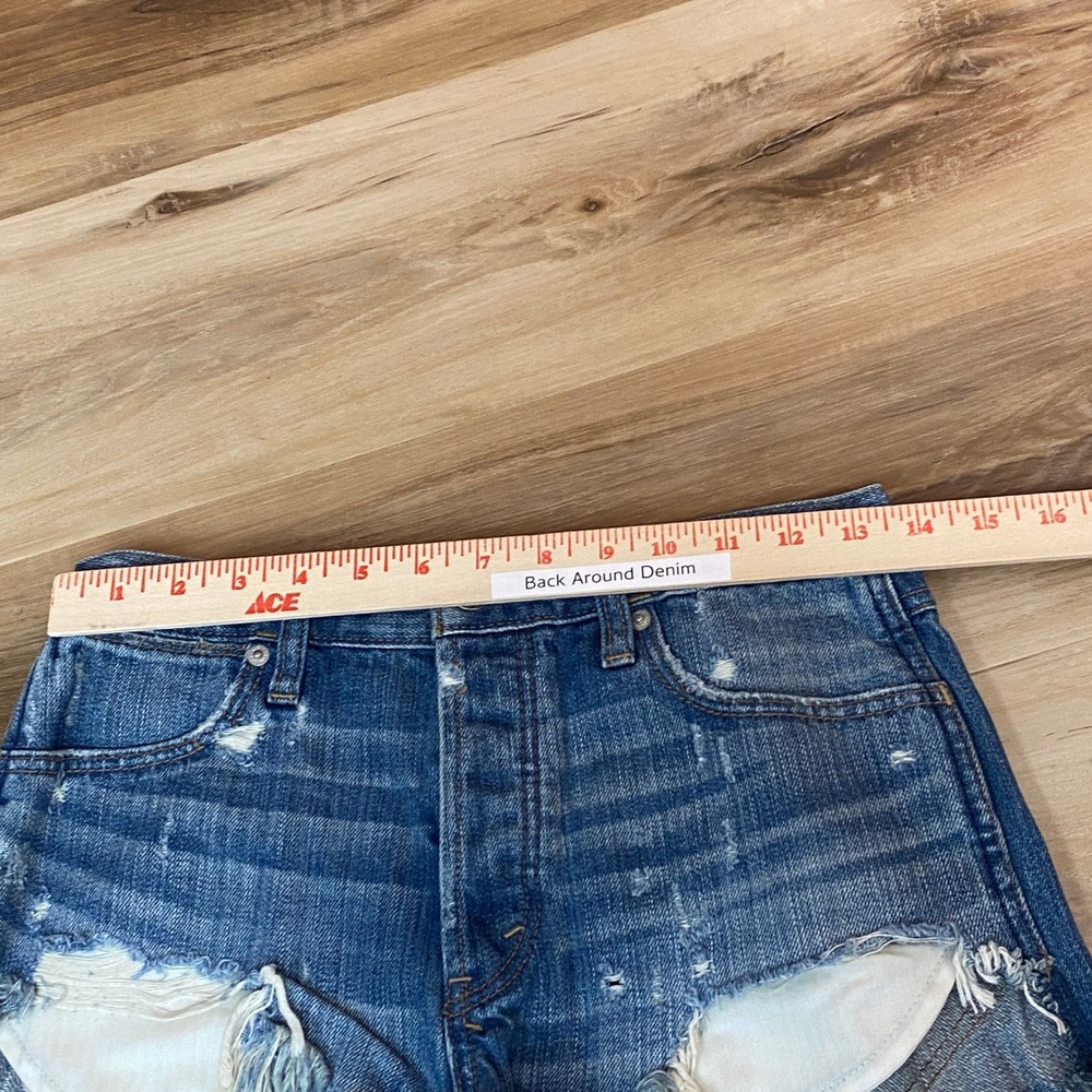 Abercrombie & Fitch Festival Denim Shorts High Rise Distressed Frayed Hem Sz 0 - Picture 6 of 8